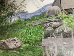 草むら　油彩画